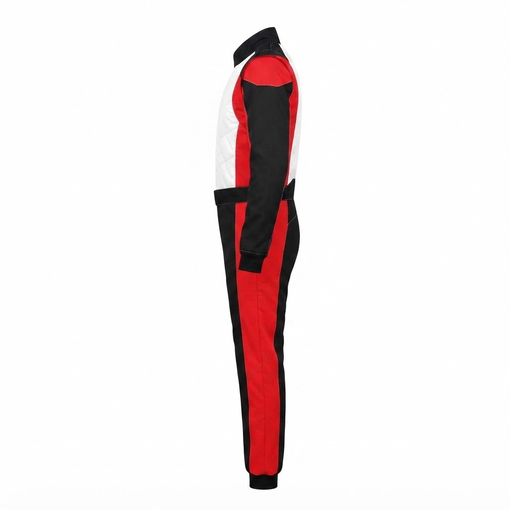Custom Go Kart Suit – Side View Black Red White