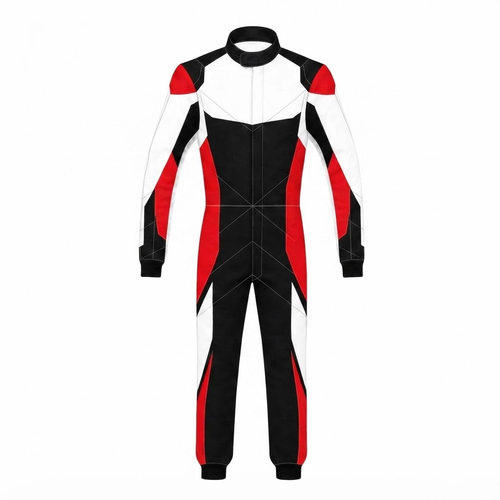 Custom Go Kart Suit – Back View Black Red White
