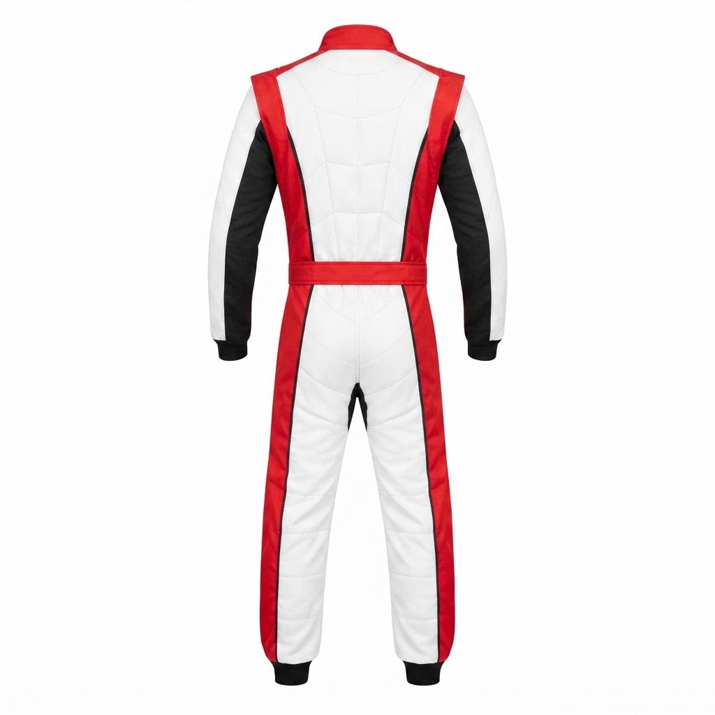 Custom Go Kart Suit – Front View Red White Black
