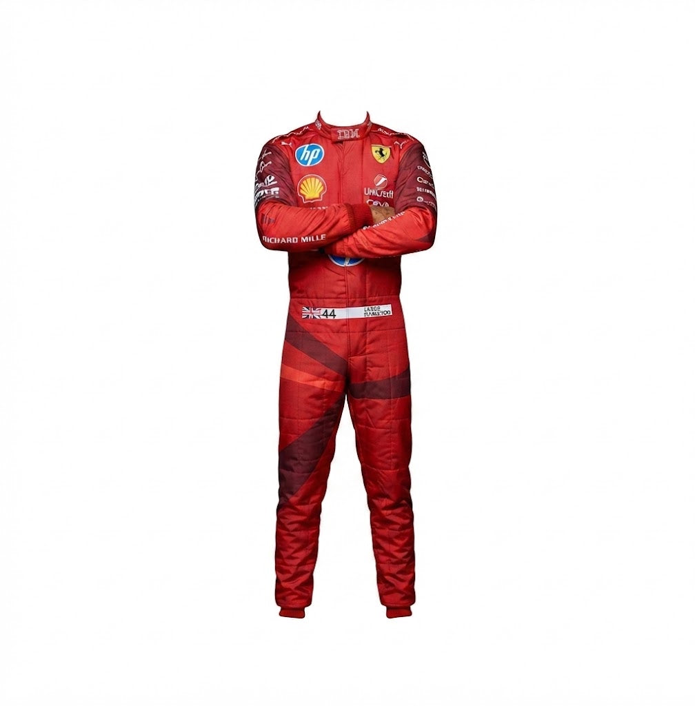 Lewis Hamilton Ferrari F1 2025 HP Racing Suit - Front View