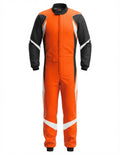 Custom Go Kart Suit – Front View Orange Black White