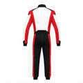 Custom Go Kart Suit – Front View Black Red White Chevron