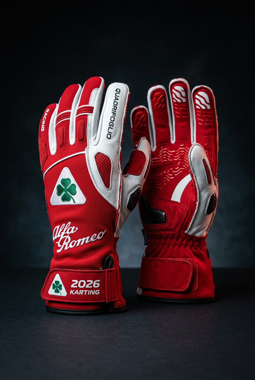 Alfa Romeo Karting Gloves 2026 - Front View