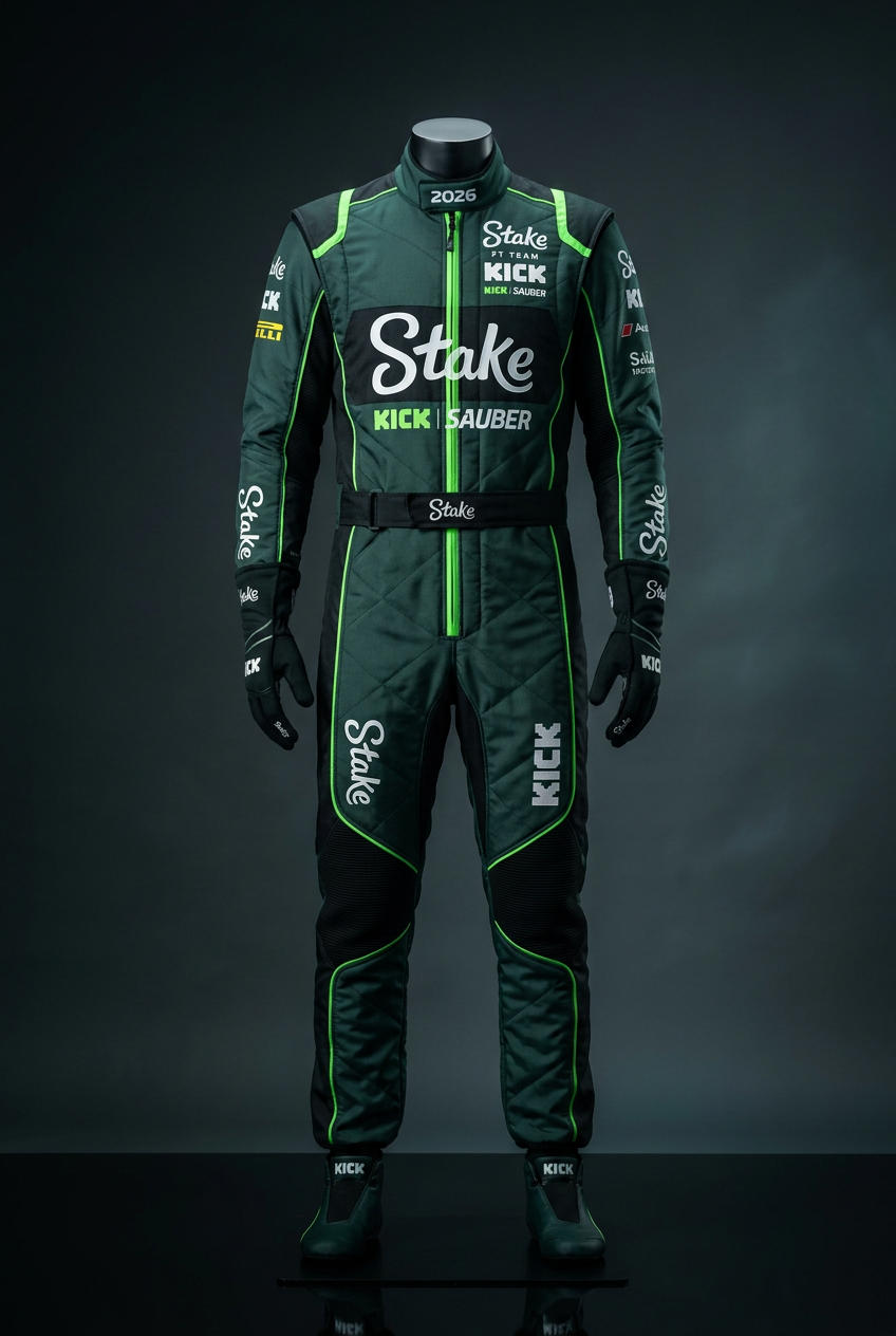 Stake F1 Karting Suit 2026 full studio shot