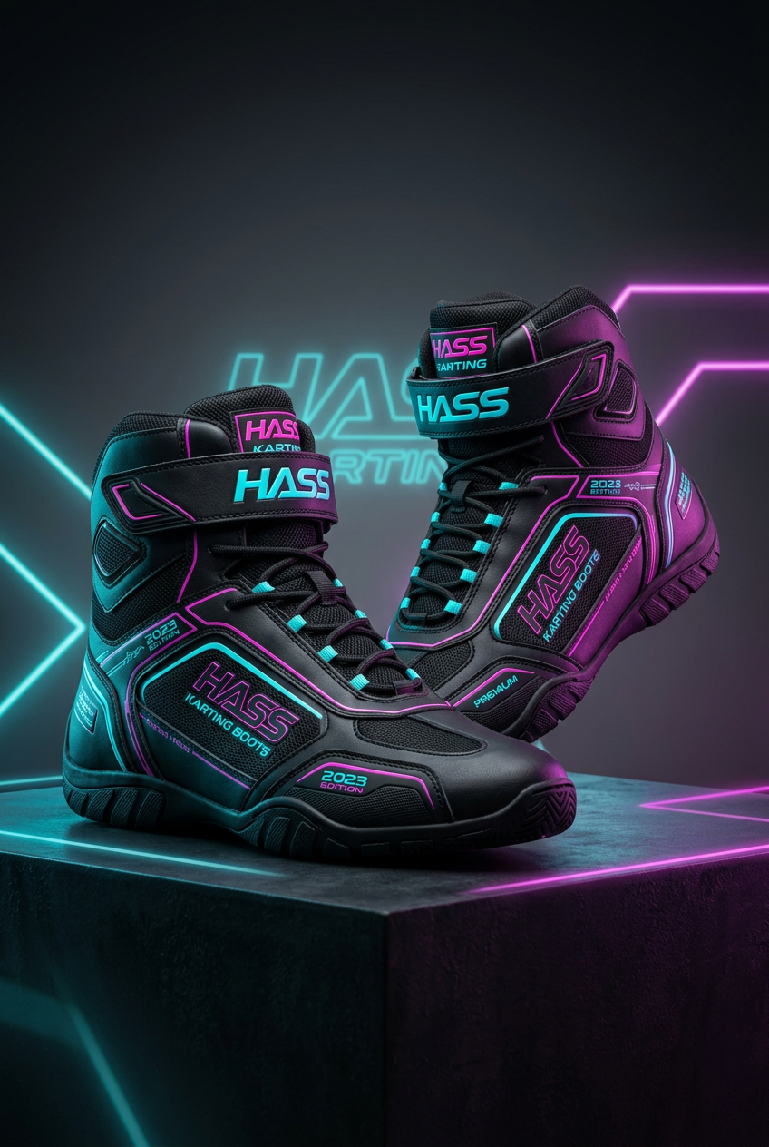 Hass Karting Boots 2023 full studio shot