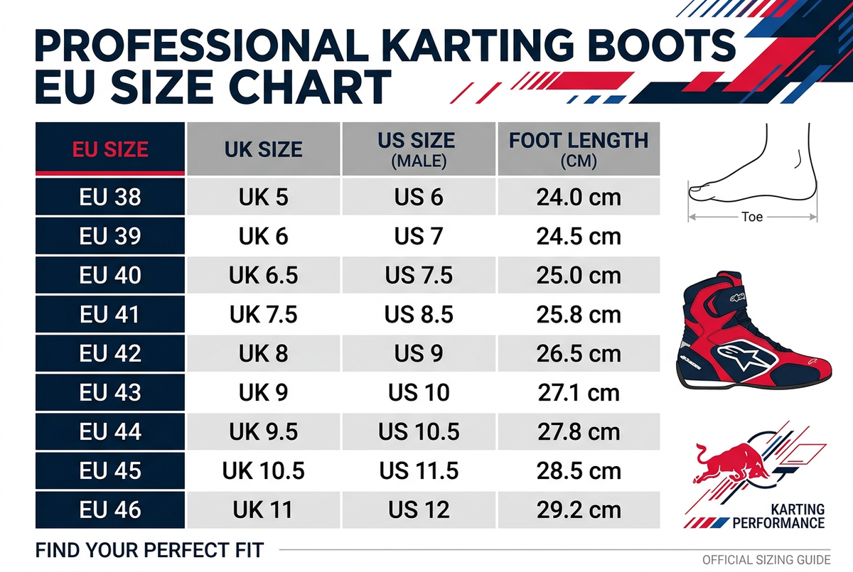 Red Bull Racing 2020 Boots – EU Size Chart