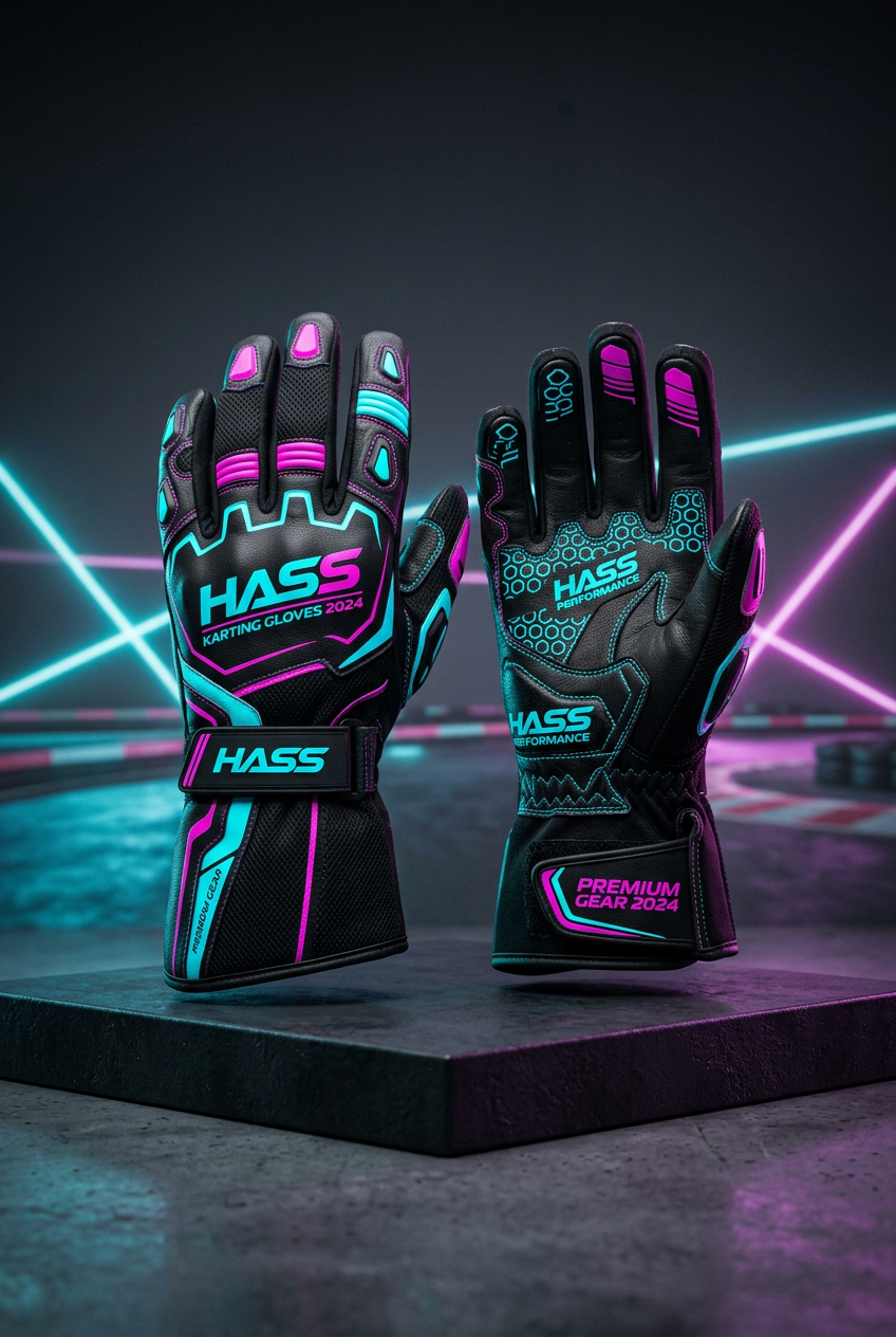 Hass Karting Gloves 2024 full studio shot