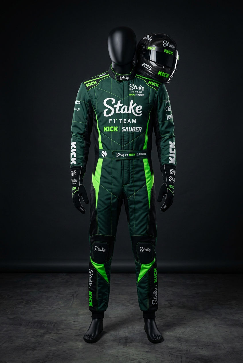 Stake F1 Karting Suit 2025 full studio shot