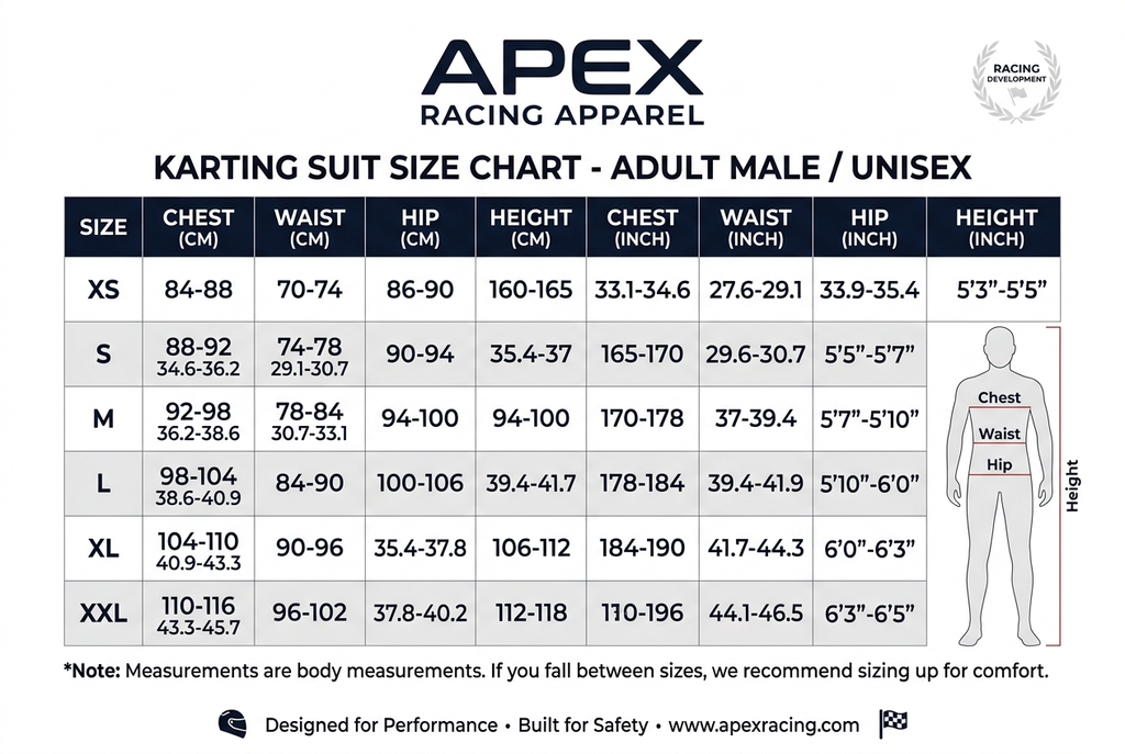 2026 Red Bull KA Racing Suit - Size Chart
