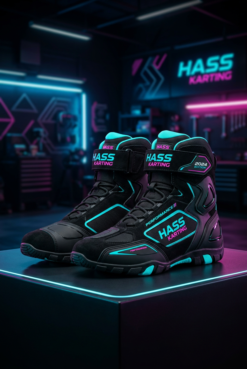 Hass Karting Boots 2024 full studio shot