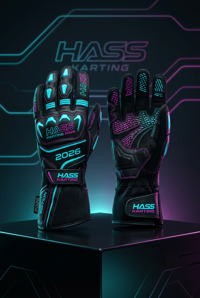 Hass Karting Gloves 2026 full studio shot