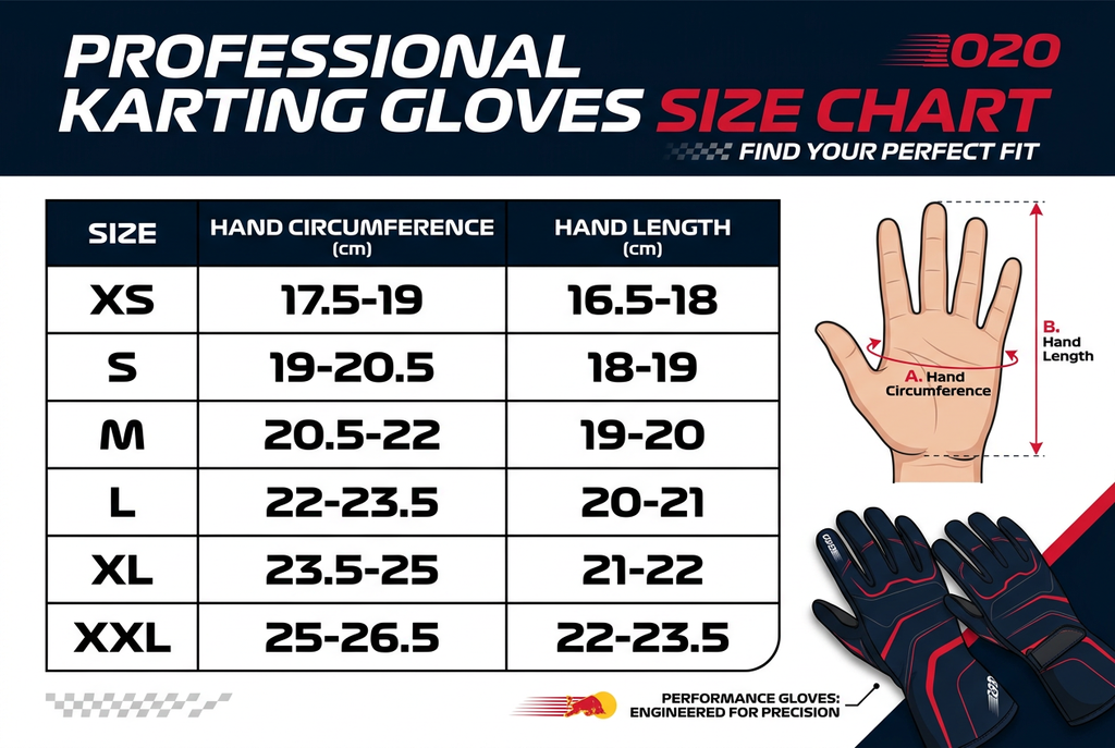 Red Bull Racing 2020 Karting Gloves – Size Chart