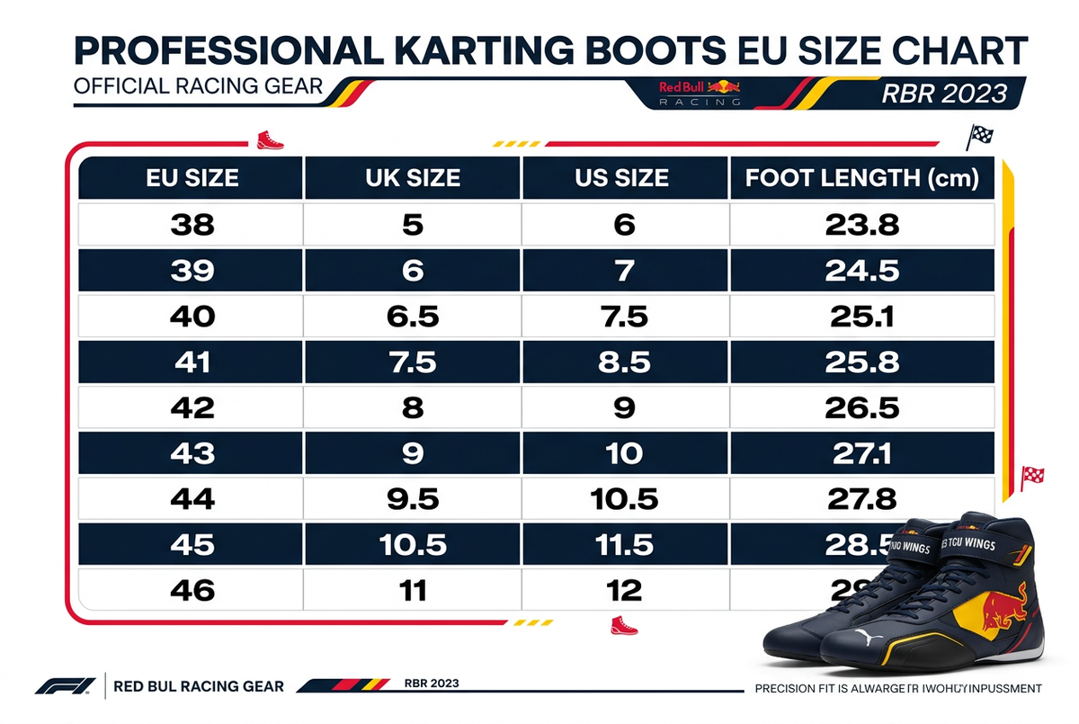 Red Bull Racing 2023 Boots – EU Size Chart